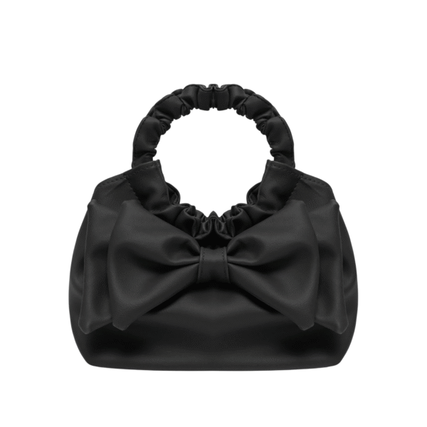 Fixed Round Handles Black Handbag